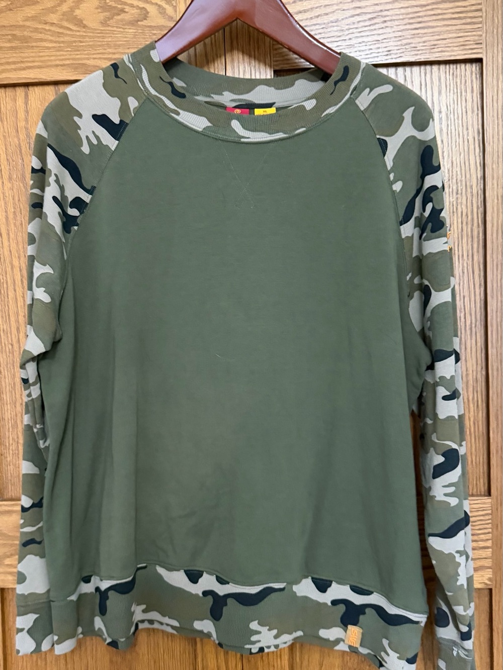 Women’s Olive Green Camo Raglan Long Sleeve Tee - Lightweight Casual Top